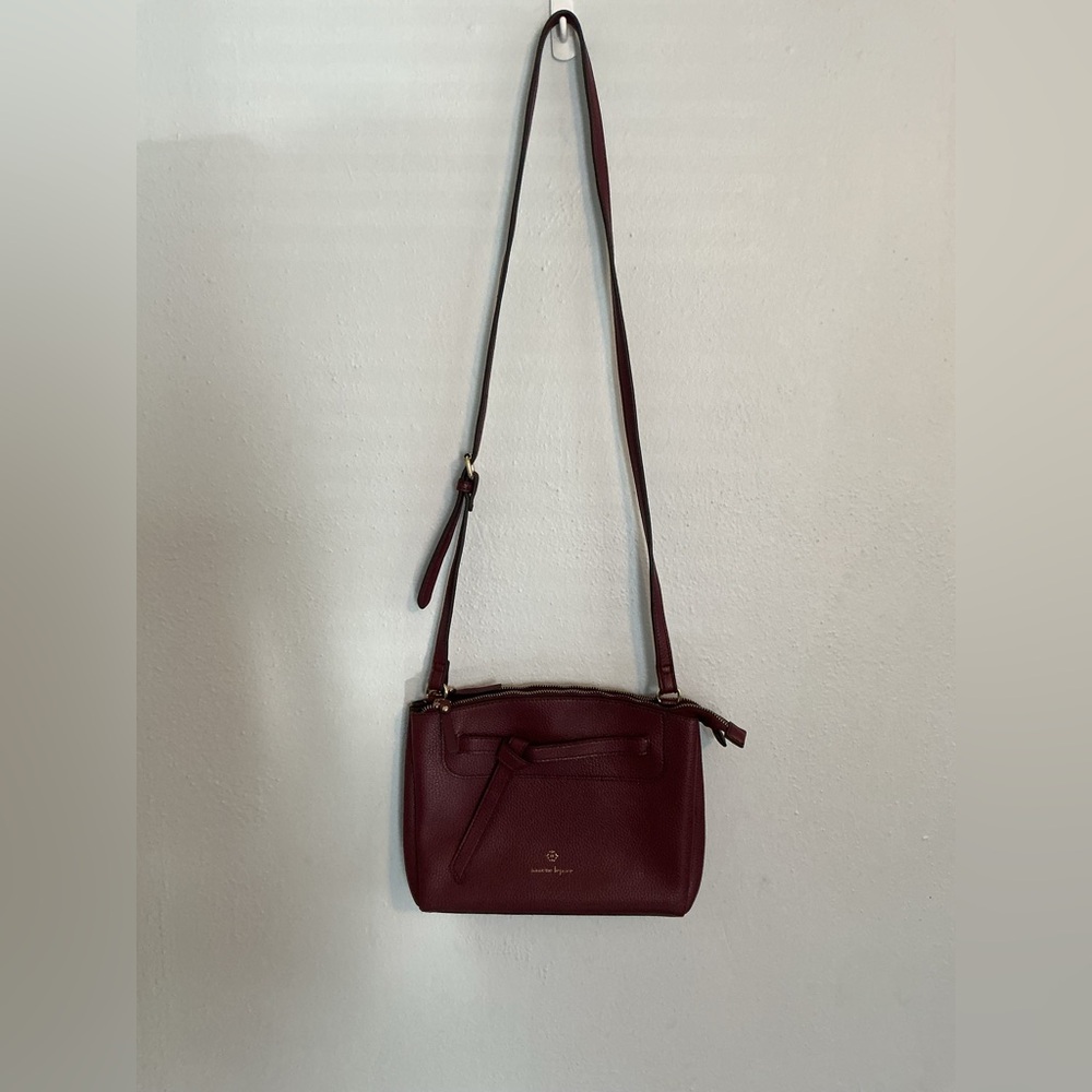 Nanette Lepore Woman’s Burgundy Triple Gusset Gallia Crossbody Bag.